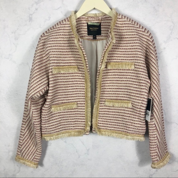 [Juicy Couture] Stripe Tweed Fringe Jacket - Picture 2 of 7